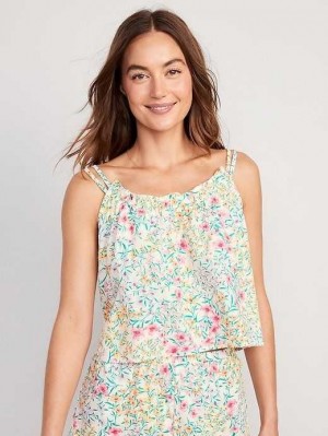 Old Navy Ruffle-Trimmed Double-Strap Cami Pajama Top White | QFW735192