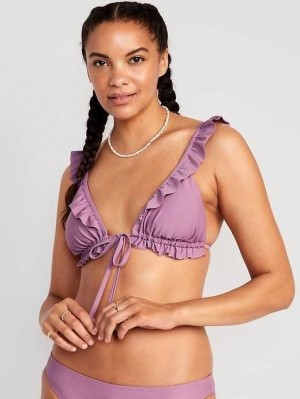 Old Navy Ruffle-Trimmed Triangle String Bikini Swim Top Damask | WQS823756