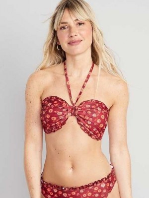 Old Navy Ruffled Convertible Bandeau Swim Top Red | KQS810354