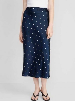 Old Navy Satin Midi Slip Skirt Navy / White | AZI654071