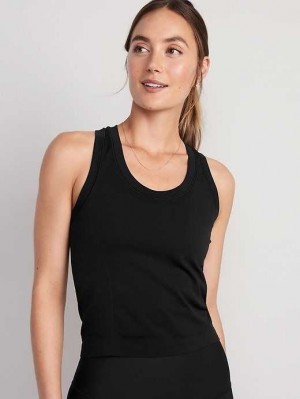 Old Navy Seamless Mesh-Panel Racerback Performance Tank Top Black | VYQ420897