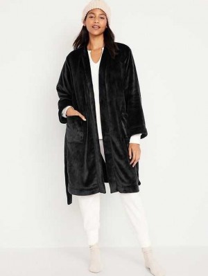 Old Navy Sherpa Tie-Belt Robe Black | QVO365192