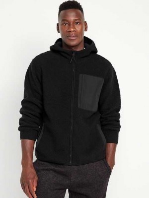 Old Navy Sherpa Zip Hoodie Black | QWV592468