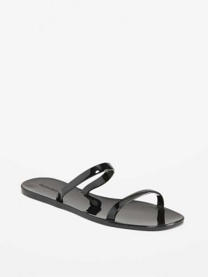 Old Navy Shiny-Jelly Slide Sandals Black | VPI892104