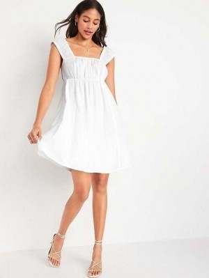 Old Navy Short-Sleeve Cutout Bow Mini Babydoll Swing Dress White | TZC486750