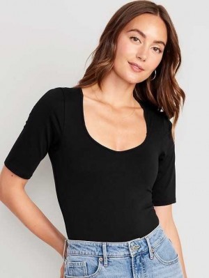 Old Navy Short Sleeve Sweetheart Bodysuit Black | HNS210793