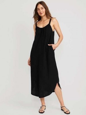 Old Navy Sleeveless Shirred Maxi Dress Blackjack | JMU921765