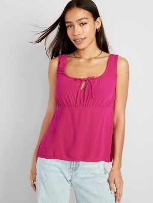 Old Navy Sleeveless Tie-Front Crepe Top Pink | UCF197508