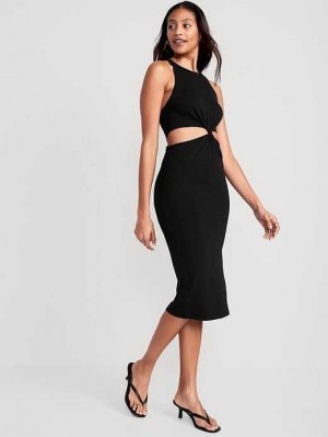 Old Navy Sleeveless Twist-Front Midi Dress Blackjack | UNO280315