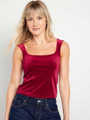 Old Navy Sleeveless Velvet Top Red | PYZ583201