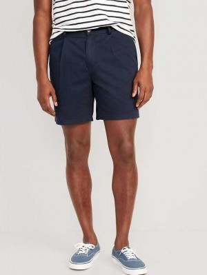 Old Navy Slim Built-In Flex Ultimate Chino Pleated Shorts Navy | HNJ158293