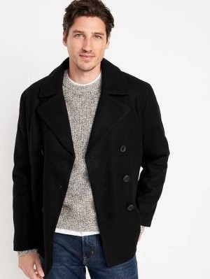 Old Navy Soft-Brushed Double-Breasted Peacoat Black | TYG436270