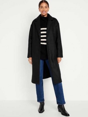 Old Navy Soft-Brushed Long Overcoat Black | CNE547910