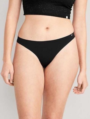 Old Navy Soft-Knit No-Show Thong Underwear Black | GUD948571