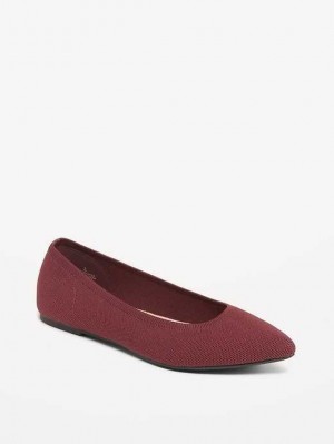 Old Navy Soft-Knit Pointed-Toe Ballet Flats Burgundy Purple | AML529064