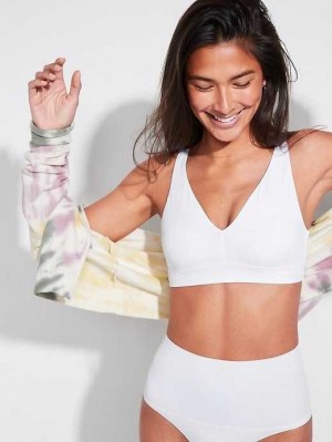 Old Navy Soft-Knit V-Neck Bralette Top White | IPU924185