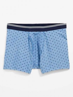 Old Navy Soft-Washed Built-In Flex Printed Boxer-Brief Underwear Blue | DYV614537