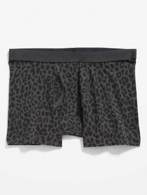 Old Navy Soft-Washed Built-In Flex Printed Boxer-Brief Underwear Grey Leopard | VSN238465