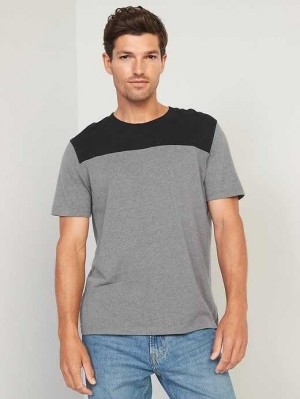 Old Navy Soft-Washed Color-Block Football T-Shirt Grey / Black | EBT126357