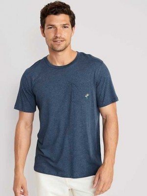 Old Navy Soft-Washed Crew-Neck Graphic-Pocket T-Shirt Navy / Flower | JQK639240