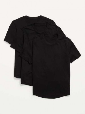 Old Navy Soft-Washed Curved-Hem T-Shirt 3-Pack Black | QLA532906