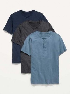 Old Navy Soft-Washed Henley T-Shirt 3-Pack Wintry Waters | NMR874156