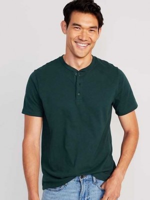 Old Navy Soft-Washed Short-Sleeve Henley T-Shirt Deep Green | YLM823195