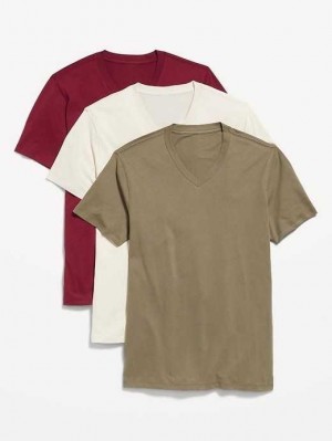 Old Navy Soft-Washed V-Neck T-Shirt 3-Pack Red Burgundy | HLC609843