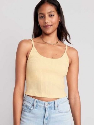 Old Navy Strappy Rib-Knit Cropped Tank Top Golden Straw | ZDA531972