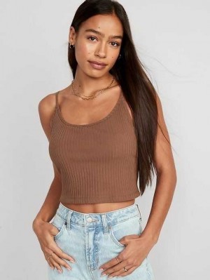 Old Navy Strappy Rib-Knit Cropped Tank Top Date Palm | YRU981645