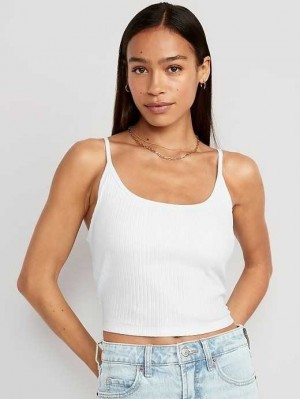 Old Navy Strappy Rib-Knit Cropped Tank Top White | MEJ803594