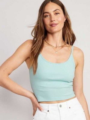 Old Navy Strappy Rib-Knit Cropped Tank Top Blue | XPY250814