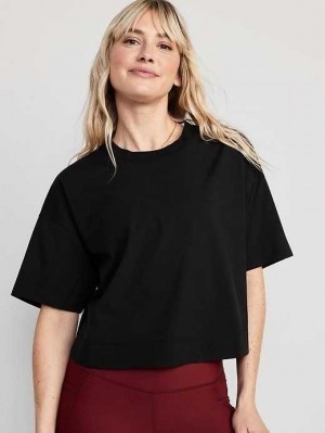 Old Navy StretchTech Cropped T-Shirt Black | DTZ175683