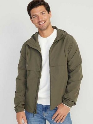 Old Navy StretchTech Water-Repellent Hooded 2-Way-Zip Jacket Green | TZE476359