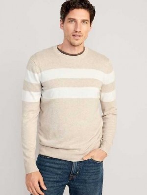 Old Navy Striped Crew-Neck Sweater Beige Stripes | VFD746859