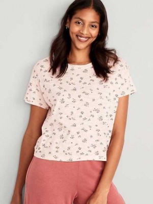 Old Navy Sunday Sleep Floral Slub-Knit Pajama T-Shirt Pink | RNB804129