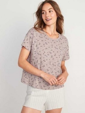 Old Navy Sunday Sleep Floral Slub-Knit Pajama T-Shirt Grey | ONY392548