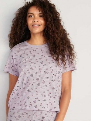 Old Navy Sunday Sleep Floral Slub-Knit Pajama T-Shirt Purple | AGU584309