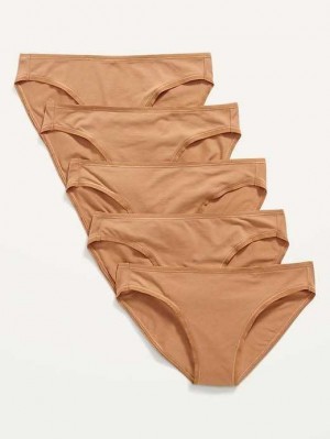 Old Navy Supima Cotton-Blend Bikini Underwear 5-Pack Beige | URE968237