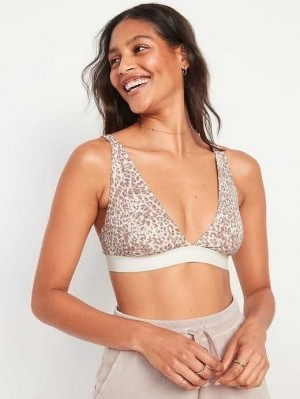 Old Navy Supima Cotton-Blend Plunge Bralette Top Cheetah Neutral | JMV208396