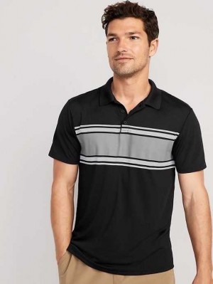 Old Navy Tech Core Polo Black / Grey Stripes | YDF860459