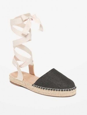 Old Navy Textile Lace-Up Espadrille Sandals Blackjack | AIV614598