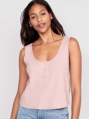 Old Navy Thermal-Knit Cropped Henley Tank Top Pink | VEG364807