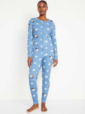 Old Navy Thermal-Knit Pajama One-Piece Multicolor | SDC891065