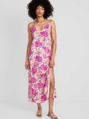 Old Navy Tie-Back Maxi Slip Dress Coral | BYM342589