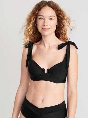 Old Navy Tie-Shoulder Underwire Bikini Swim Top Black | UDH014265