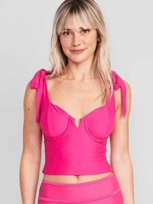 Old Navy Tie-Shoulder Underwire Tankini Swim Top Flamingo | PXC283701