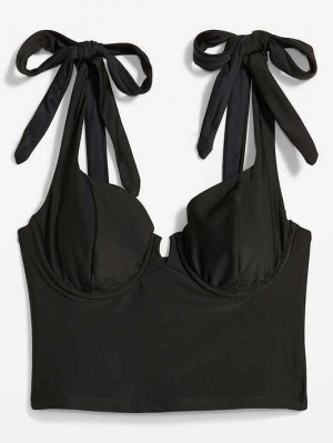 Old Navy Tie-Shoulder Underwire Tankini Swim Top Black | NVQ216807