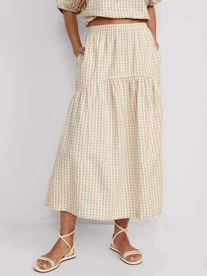 Old Navy Tiered Gingham Maxi Skirt Gingham | UJP428913