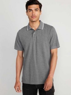 Old Navy Tipped-Collar Classic Fit Pique Polo Grey | MZO768125